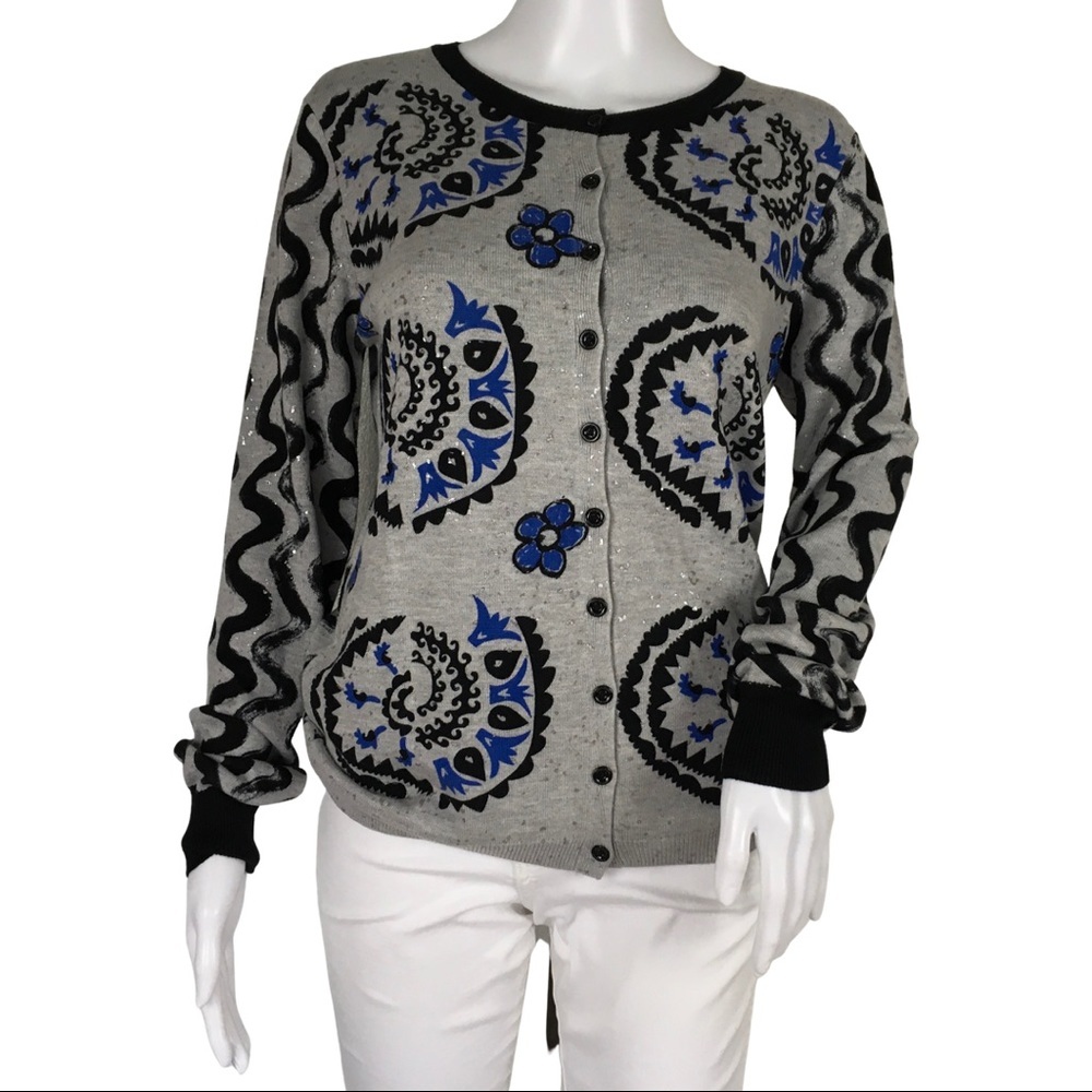 NWT Desigual Women's Stamped Sweater Surrey Gray Sz M